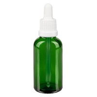 Flacone con pipetta colore verde 30 ml, pipetta antimanomissione colore bianco Flacone con pipetta colore verde 30 ml, pipetta antimanomissione colore bianco