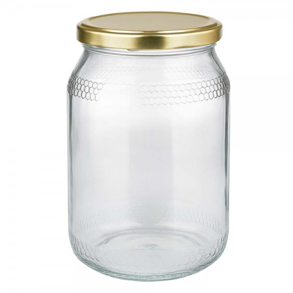 Vasetto per miele da 1260 g con capsula dorata BasicSeal UNiTWIST