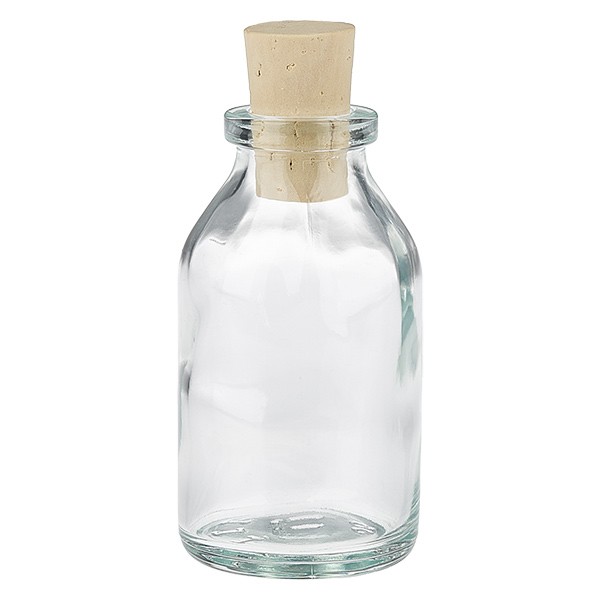 Flacone per iniettabili in vetro trasparente 20 ml con tappo in sughero 11/14 mm