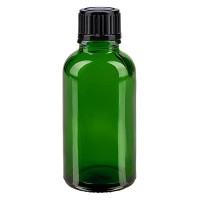 Flacone da farmacia 30 ml colore verde con tappo contagocce 1 mm standard colore nero Flacone da farmacia 30 ml colore verde con tappo contagocce 1 mm standard colore nero