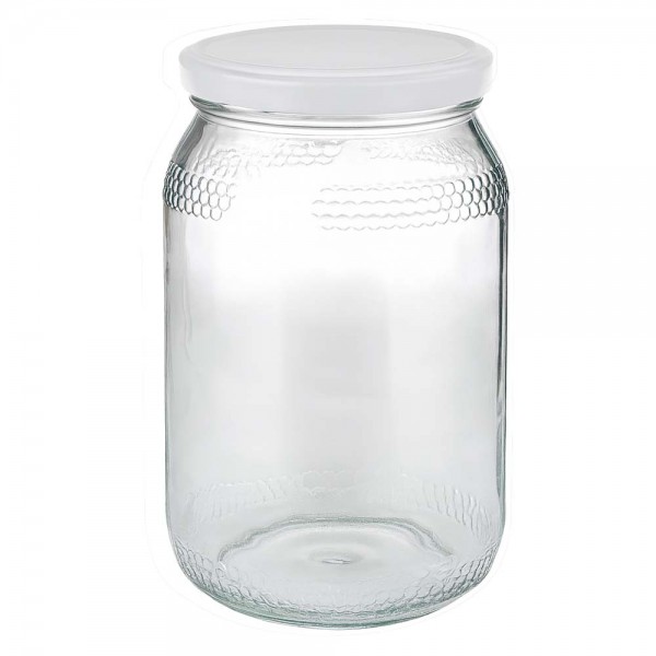 Vasetto per miele da 1260 g con capsula bianca BasicSeal UNiTWIST