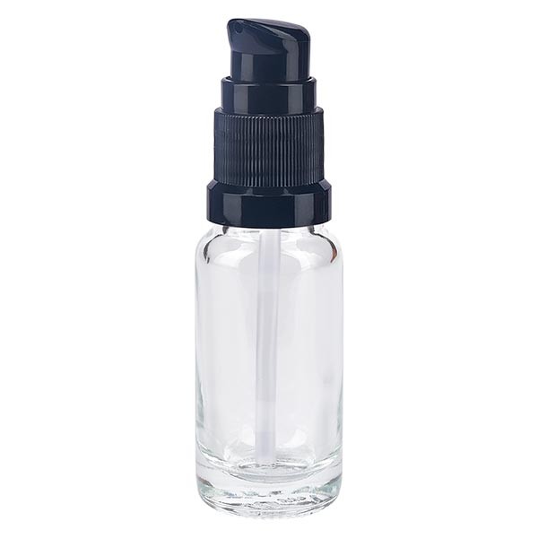 Flacone in vetro trasparente 10 ml con tappo a pompa colore nero