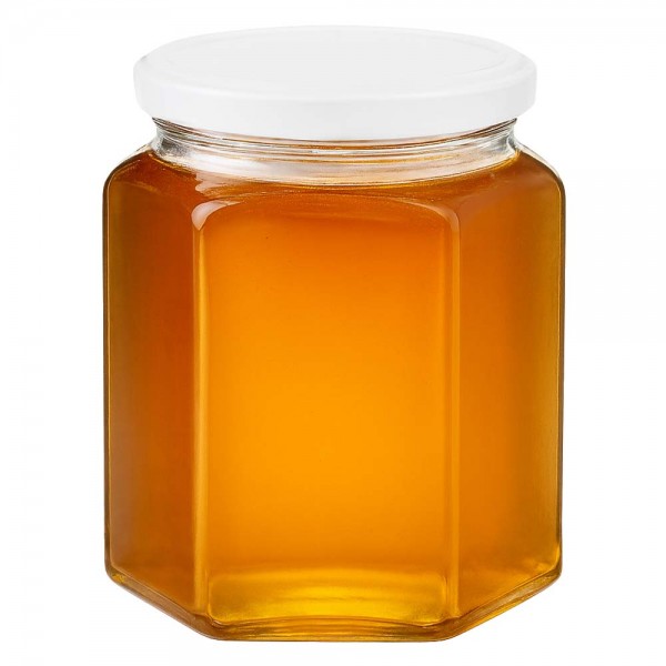 Vasetto per miele da 400 g con capsula bianca BasicSeal UNiTWIST