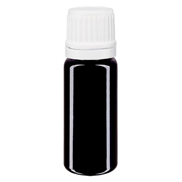 Flacone da farmacia 10 ml colore viola con tappo contagocce 1,2 mm antimanomissione colore bianco