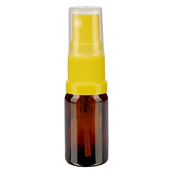 Flacone in vetro marrone 5 ml con nebulizzatore a pompa colore giallo