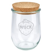 Vaso a tulipano da 1062 ml WECK RR100 con tappo in sughero naturale Vaso a tulipano da 1062 ml WECK RR100 con tappo in sughero naturale