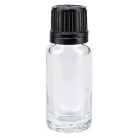 Flacone da farmacia 10 ml trasparente con tappo a vite anello salvagoccia antimanomissione colore nero Flacone da farmacia 10 ml trasparente con tappo a vite anello salvagoccia antimanomissione colore nero
